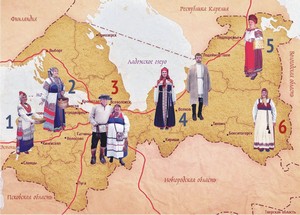 Коренные народы на карте Ленинградской области. Увеличенная фотография в новом окне